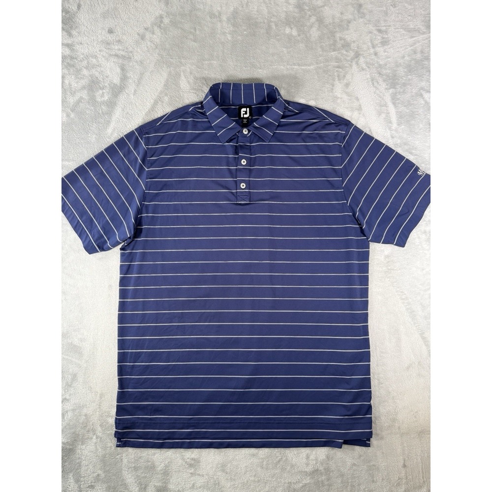FootJoy Shirt Mens XL Blue‎ White Striped Polo Golf Performance